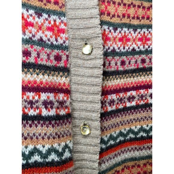 Talbots Nordic Fair Isle Cardigan Sweater Sz MP Scandinavian Cozy Luxury Wool - Picture 3 of 8